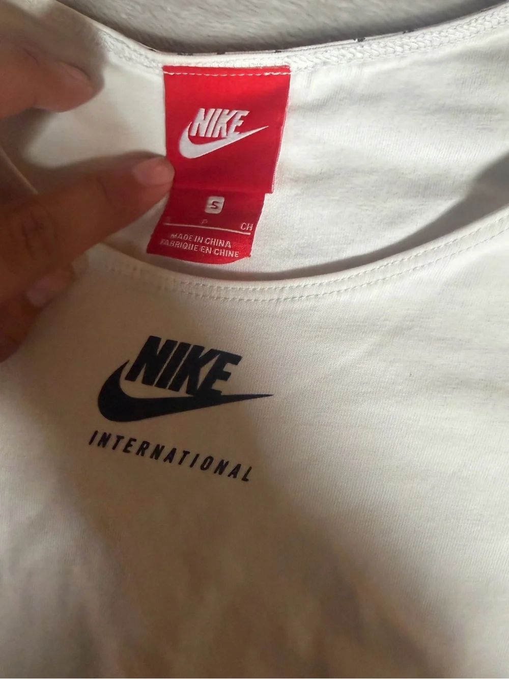 Nike White, Red & Black Colorblock Long Sleeve Girls Dress